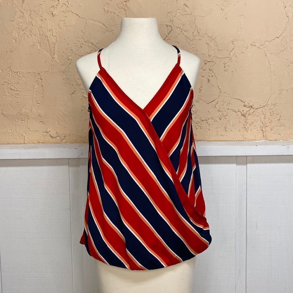 Maurice’s Women’s Faux Wrap Diagonal Stripe Sleeveless Top